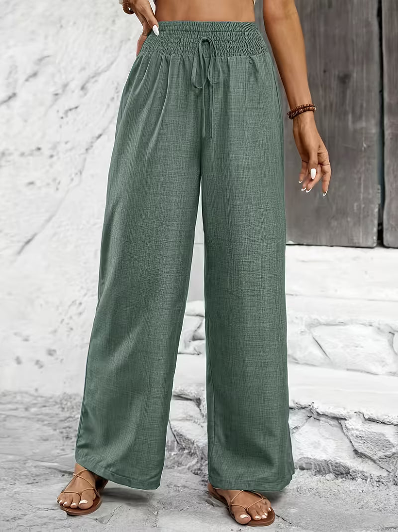 Halina — Pantalón de algodón con pernera ancha