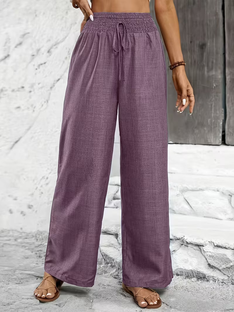 Halina — Pantalón de algodón con pernera ancha