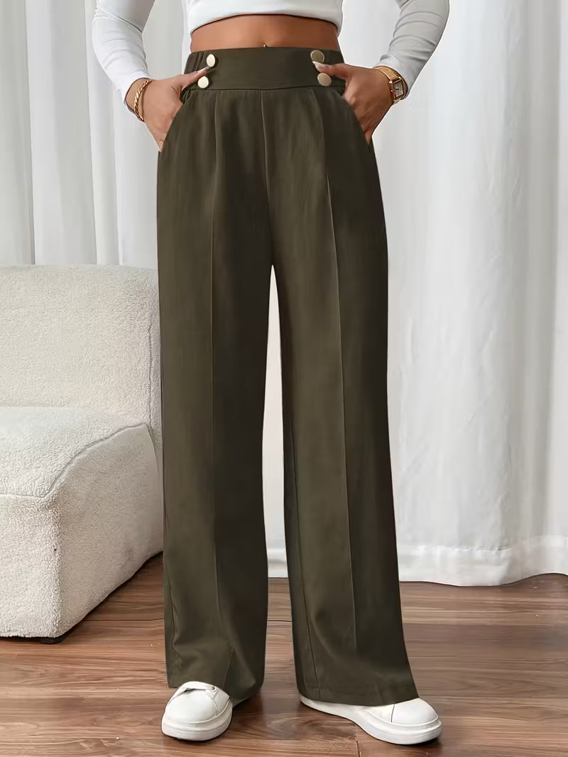Alicia — Pantalón de algodón elegante con pernera ancha