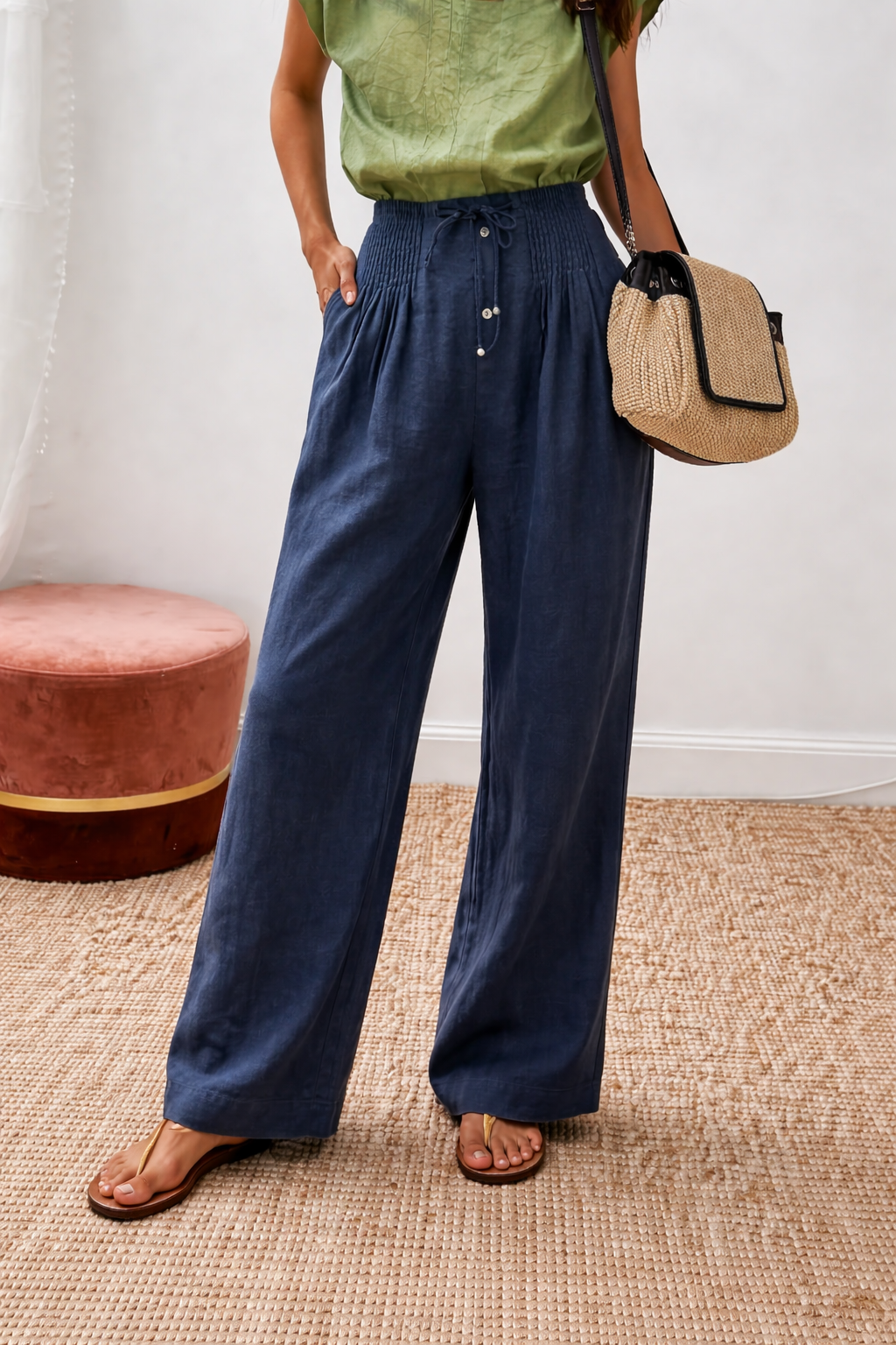 Nela — Pantalón de algodón con pernera ancha