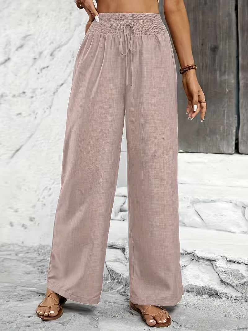 Halina — Pantalón de algodón con pernera ancha