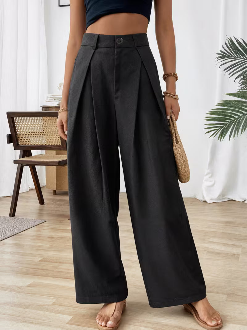 Natalia — Pantalón de algodón casual con pernera ancha