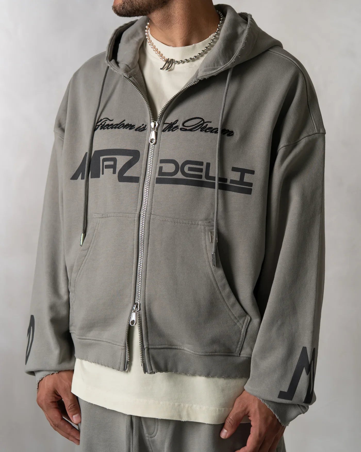 Iván | Sudadera Boxy con Cremallera – Gris