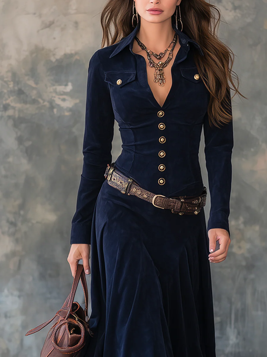 MILANA | Vestido largo de ante con abertura