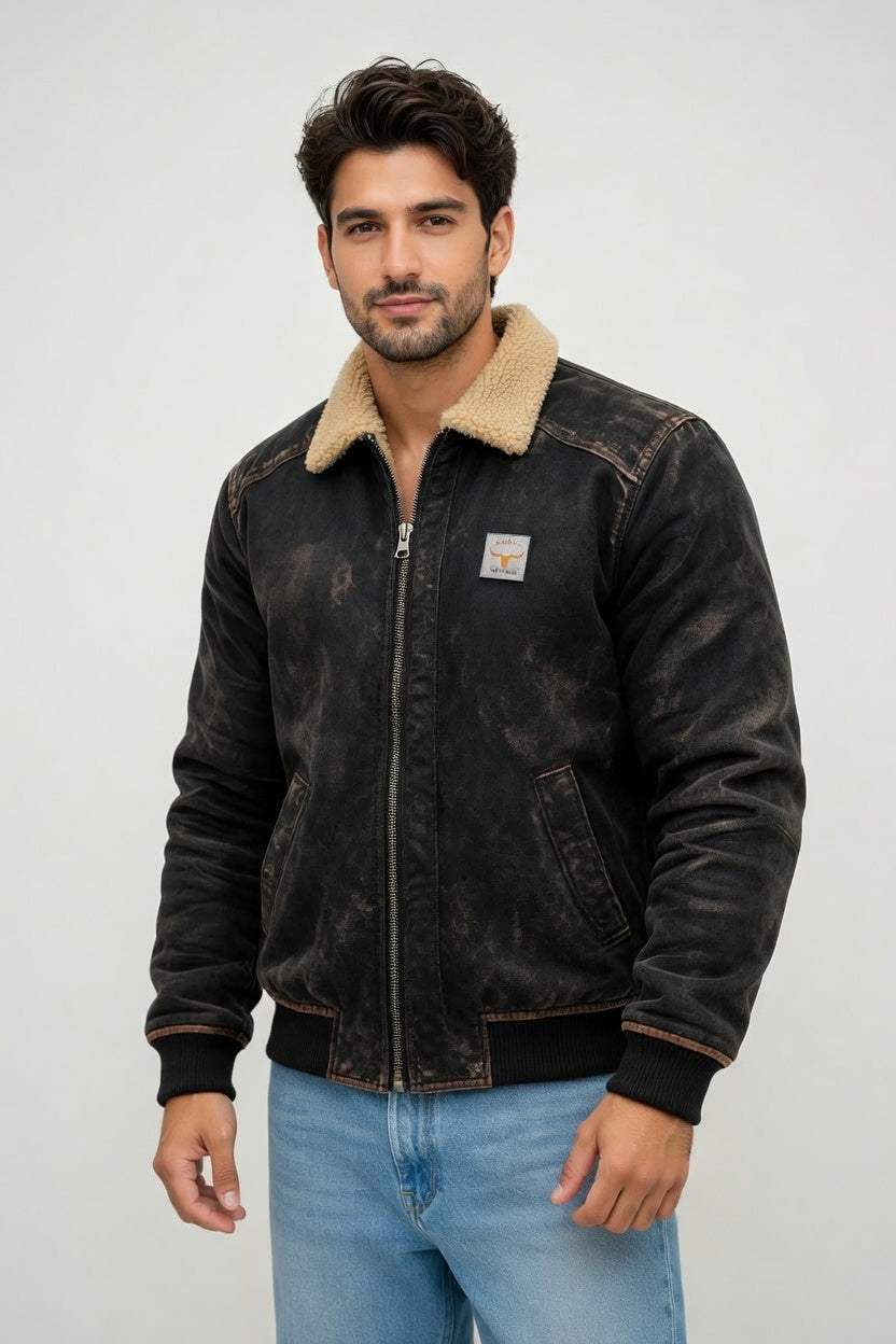 Ricardo - Chaqueta Aviador Forrada de Cuero Vintage Premium