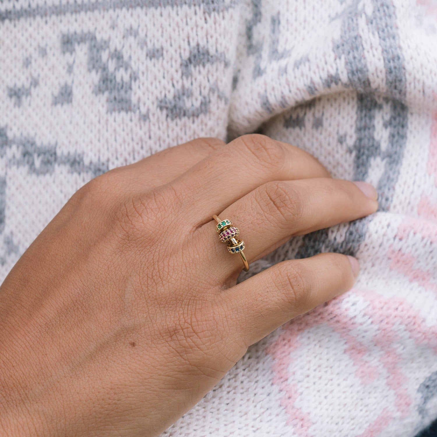 Isabella | Anillo Fidget Rondelle Trio