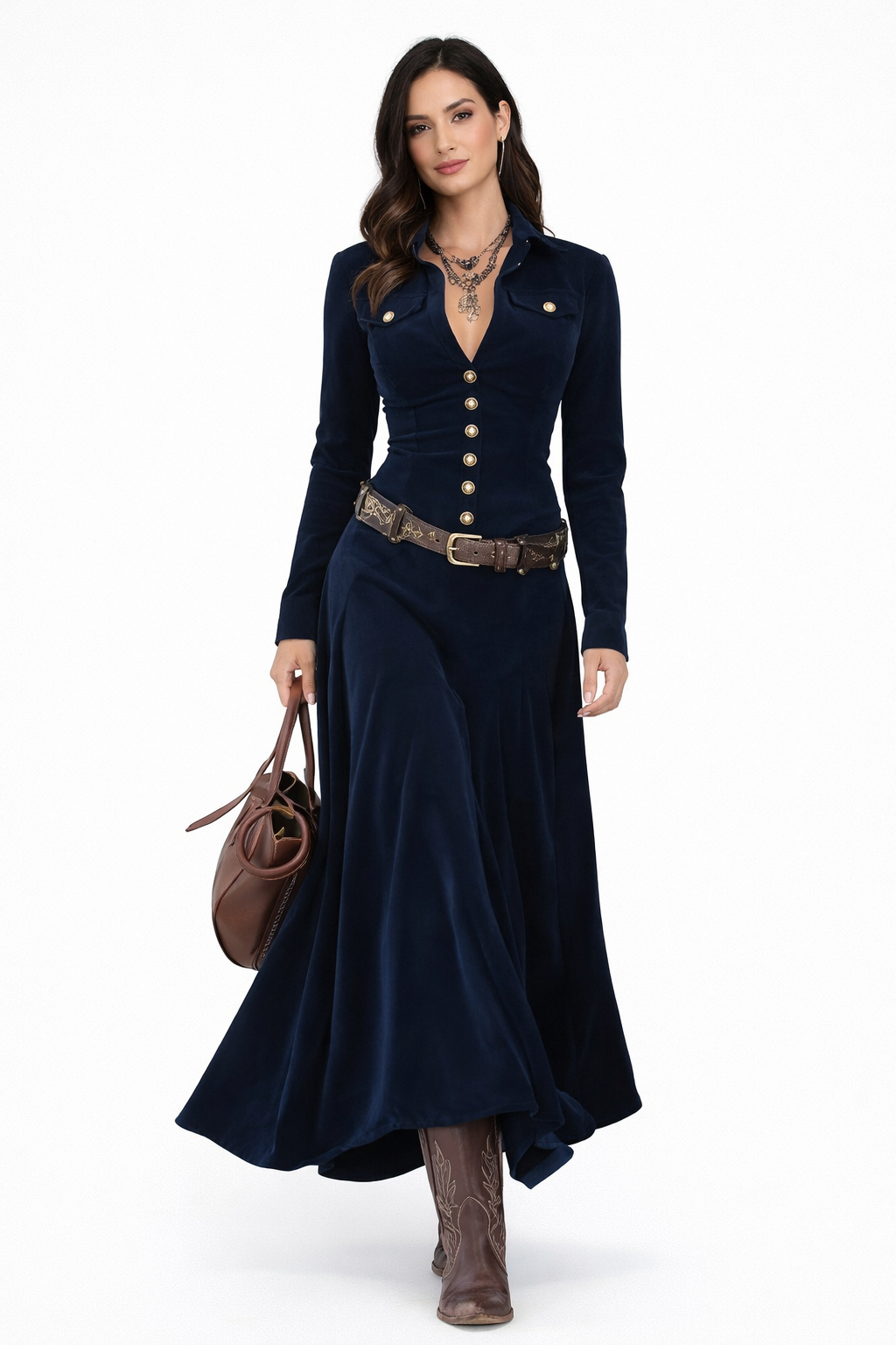 MILANA | Vestido largo de ante con abertura